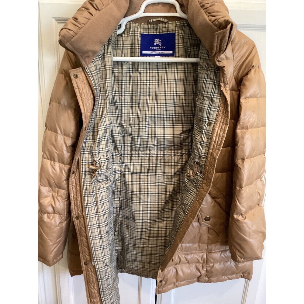 Burberry Camel Puffer Coat with Check Lining